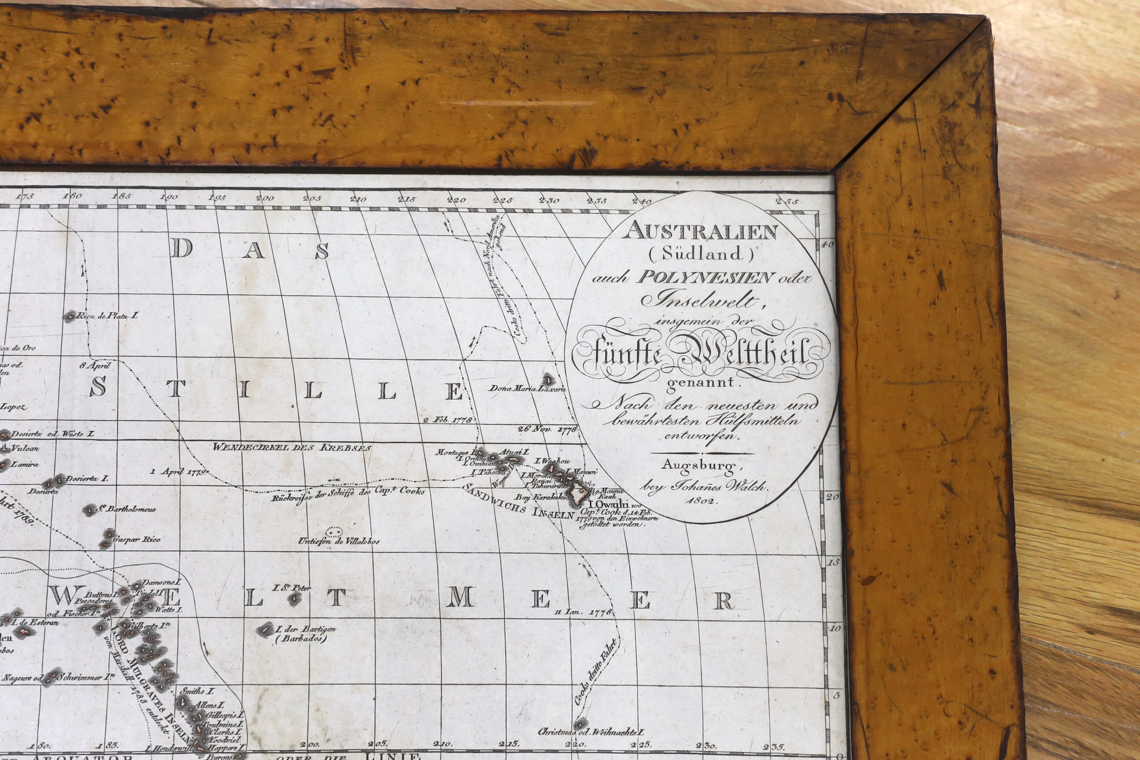 Johannes Walch, (German, 1757-1815), hand-coloured map of Australia and New Zealand, publ. 1802, 48 x 60cm